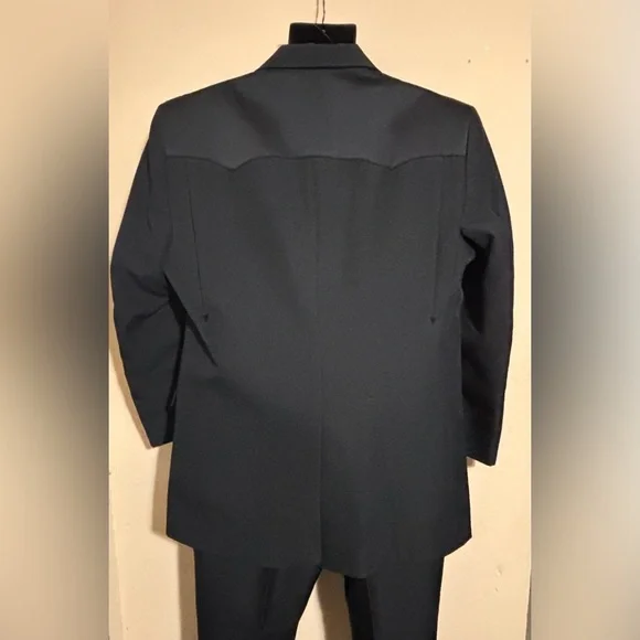Silverado Mens Black Western Cowboy 2-Piece Suit Size 46 L Made In USA